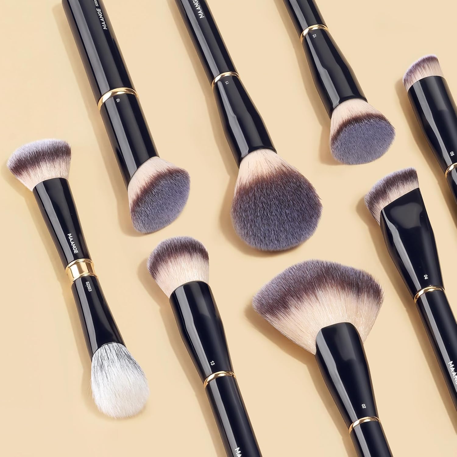 MAANGE Juego de 16 brochas de maquillaje profesionales para base de...