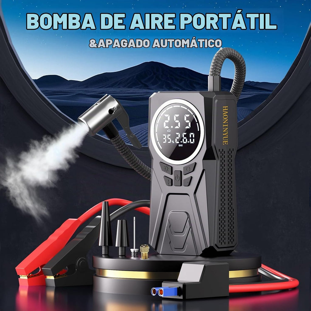 Arrancador de coche con compresor de aire, fuente de alimentación d...