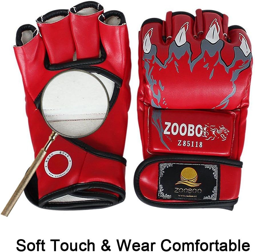 ZooBoo Guantes MMA, Guantes de Boxeo de Medio Dedo Mitones MMA con...