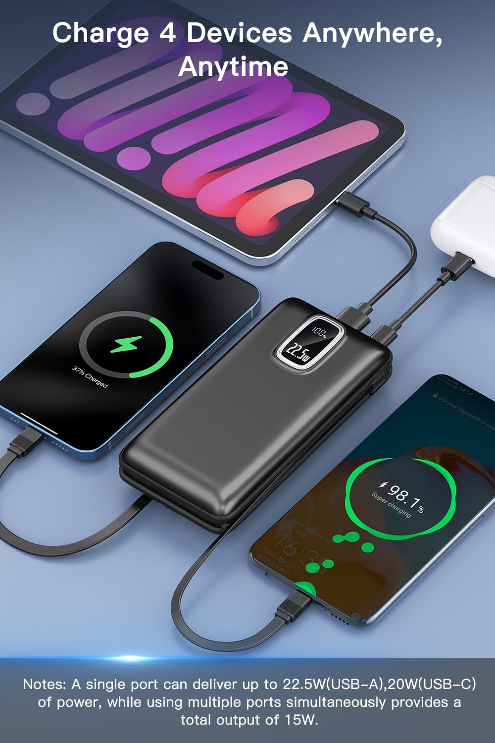 DXUN Cargador portátil de batería \u2013 Cargador de teléfono portá...
