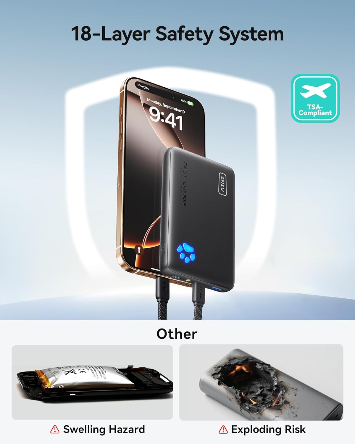 INIU Cargador portátil, ultra delgado de 10000 mAh, 45 W, batería d...