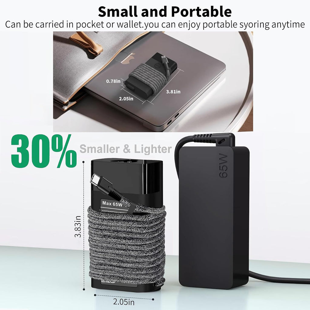 Cargador delgado para portátil HP 65W USB C, repuesto para HP Envy...