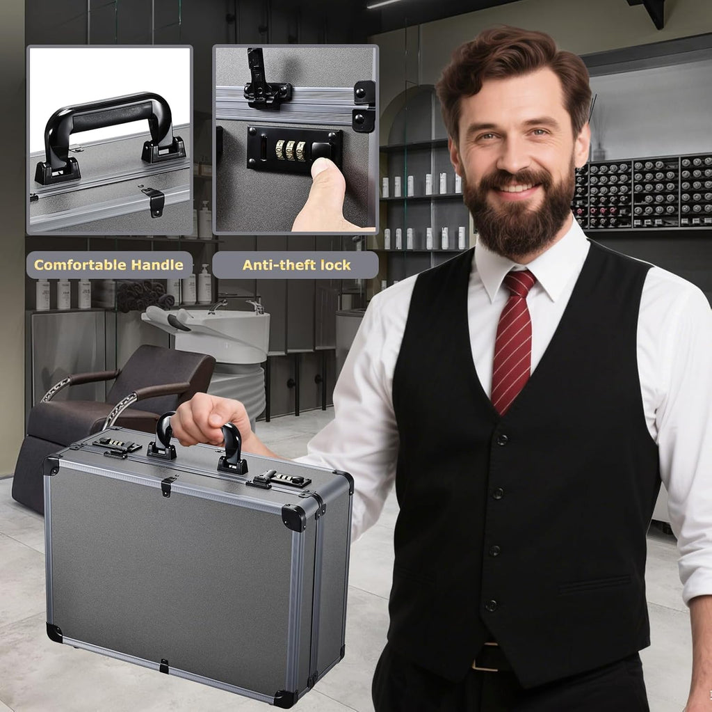 Yueieoun Estuche de peluquero profesional con organizador de bandej...
