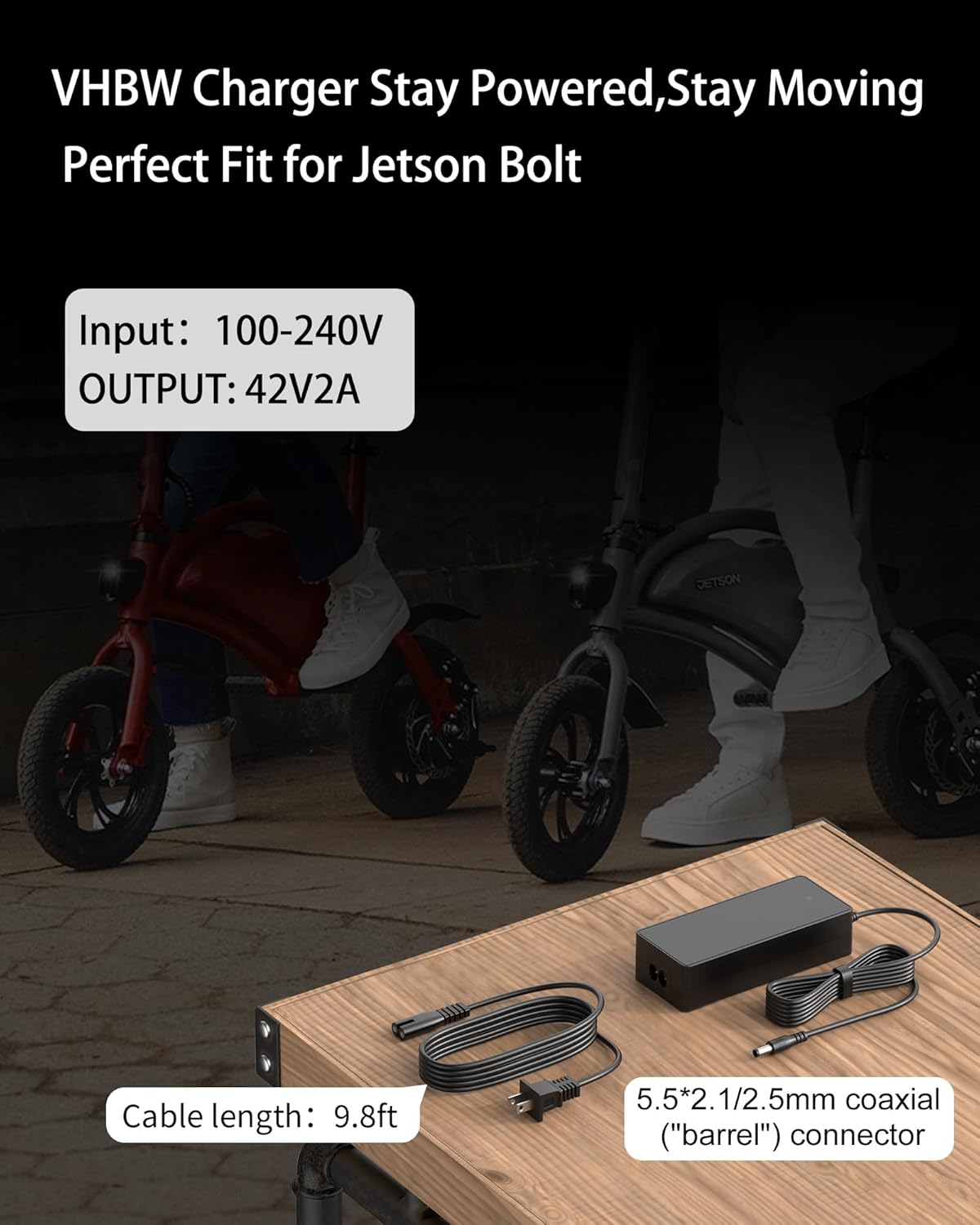 Cargador VHBW de 42 V para bicicleta eléctrica Jetson, compatible c...