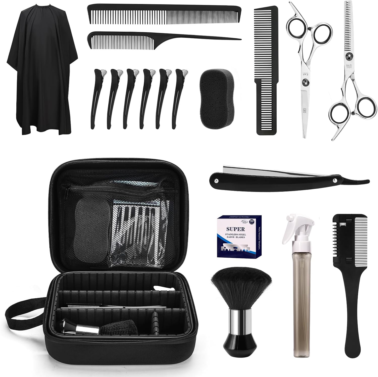 Kit de corte de pelo de 14 piezas con bolsa de barbero, tijeras de...