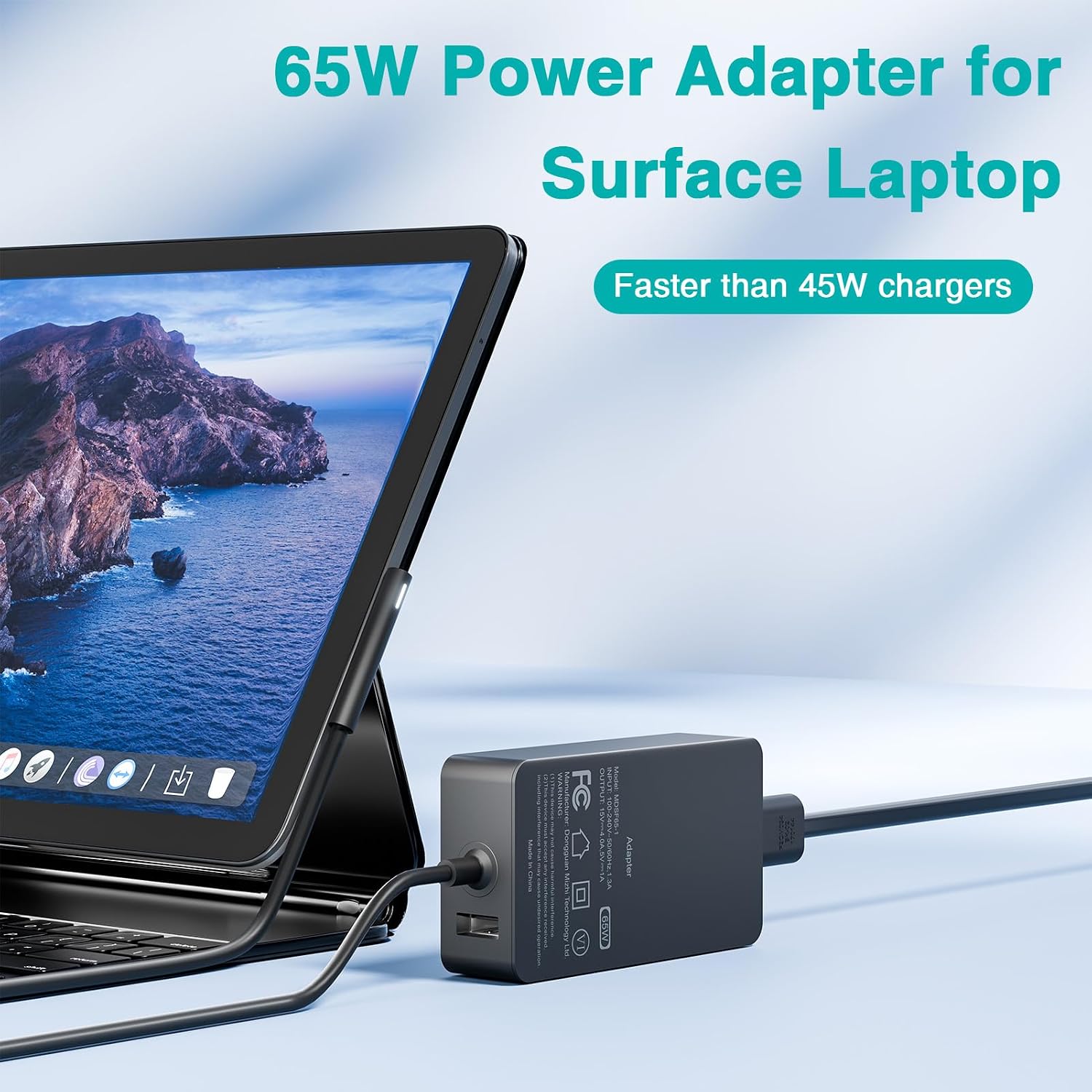 Cargador de 65 W compatible con Microsoft Surface Pro 11, 10, 9, 8,...