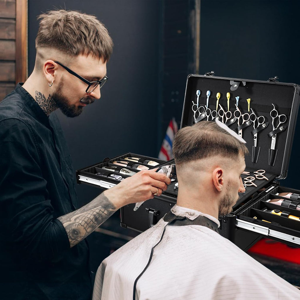 Yueieoun - Estuche de barbero con bandeja deslizante para cortaúñas...