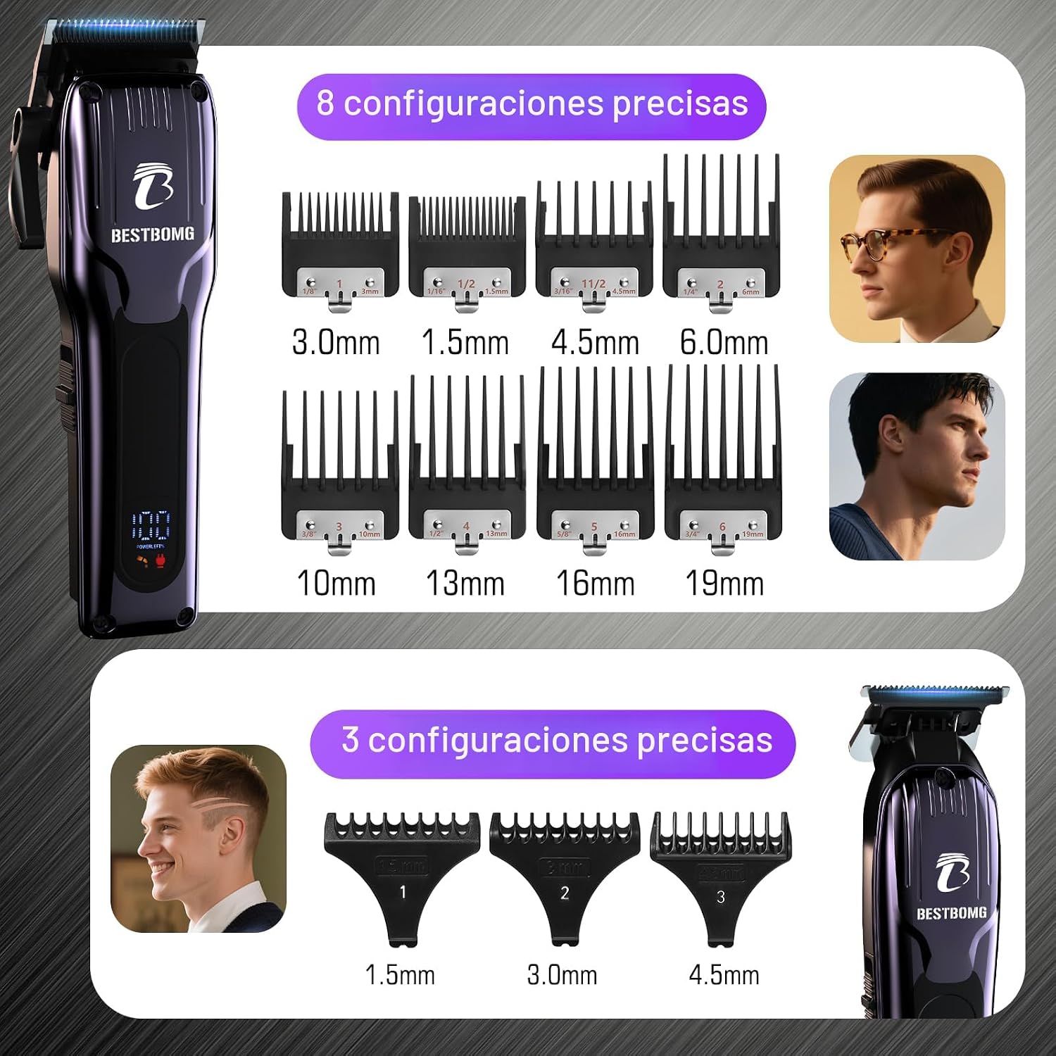 BESTBOMG® - Cortapelos para hombres profesionales, kit de corte de...