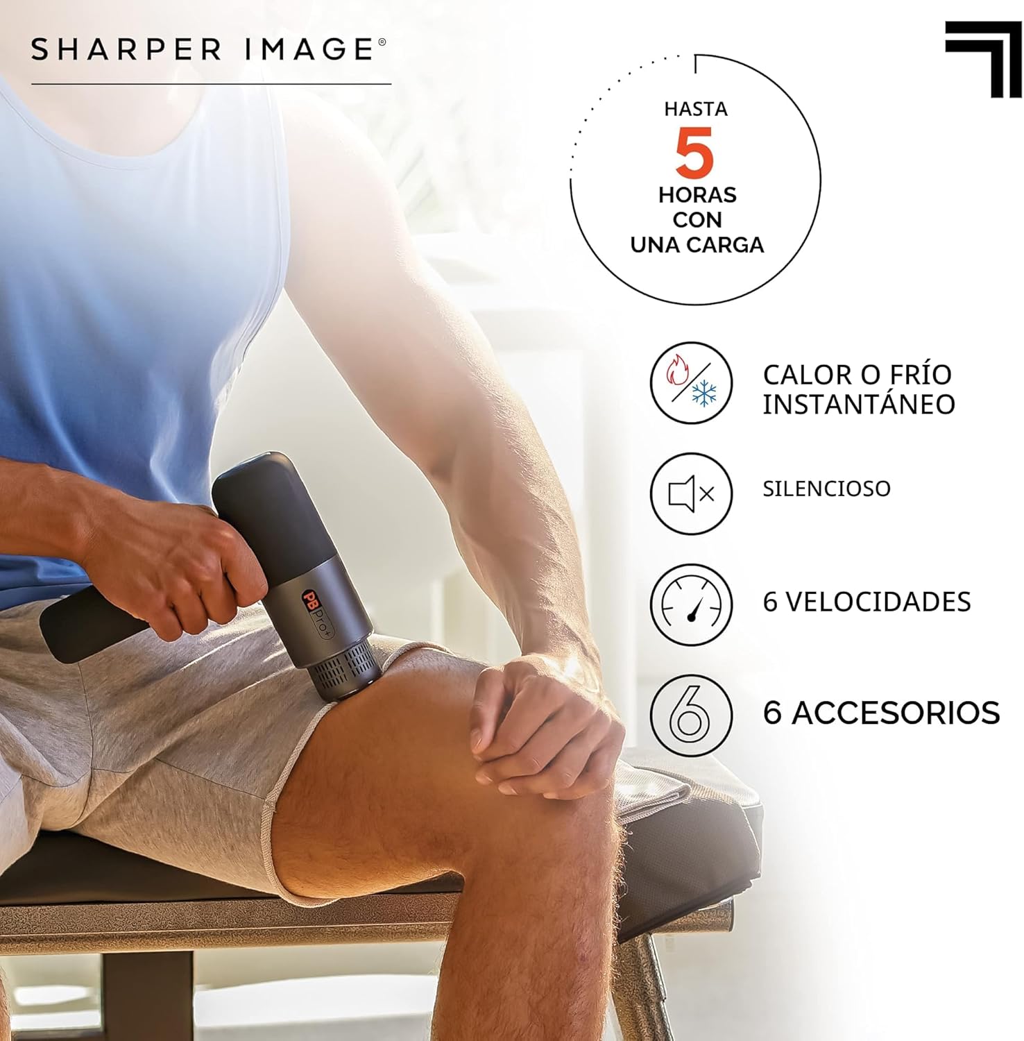 Sharper Image Pistola de masaje de tejido profundo con percusión, m...