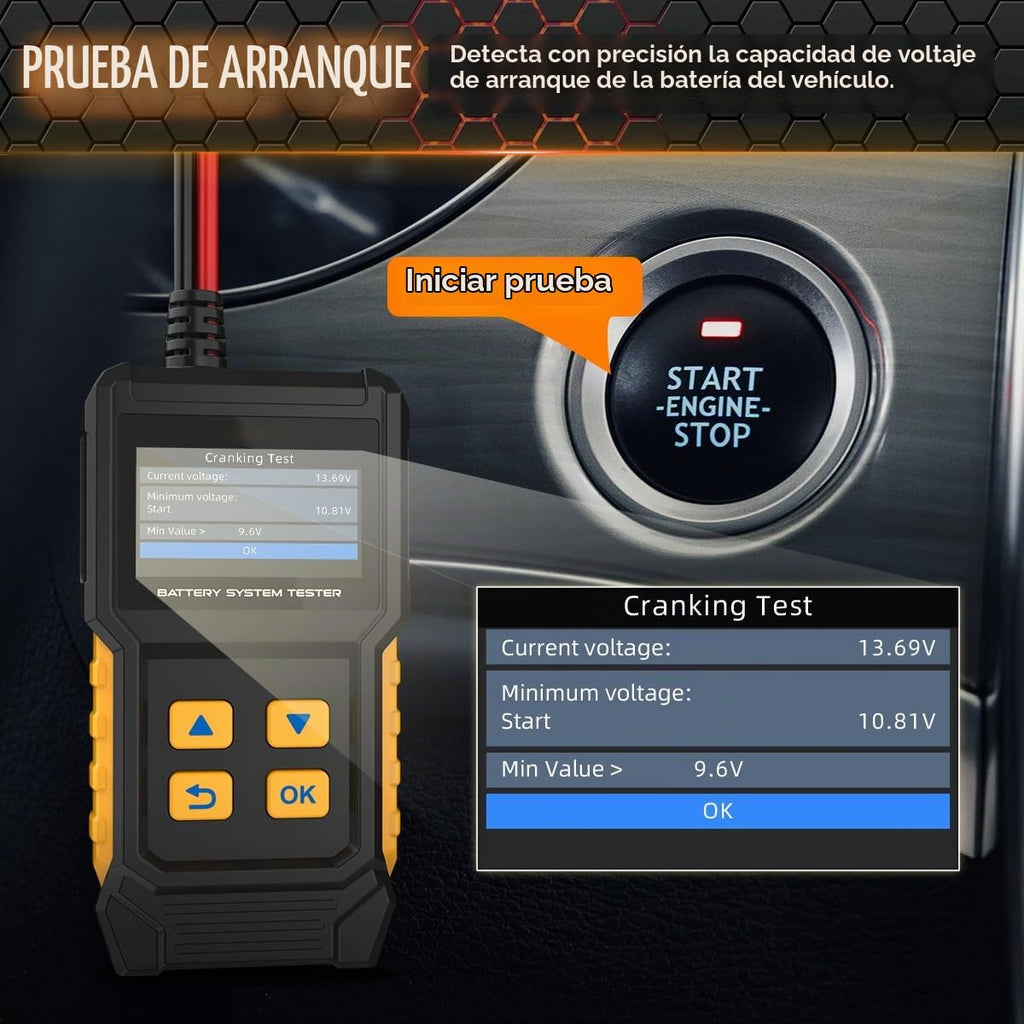 Probador de batería de coche 12V 24V Probador de carga de batería a...