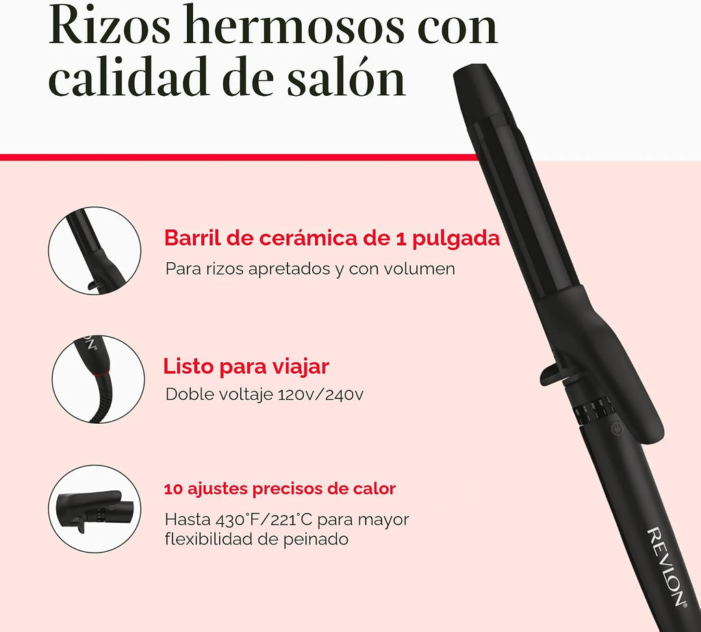 REVLON Smoothstay Rizador de 1 Pulgada - Varita Rizadora con Infusi...