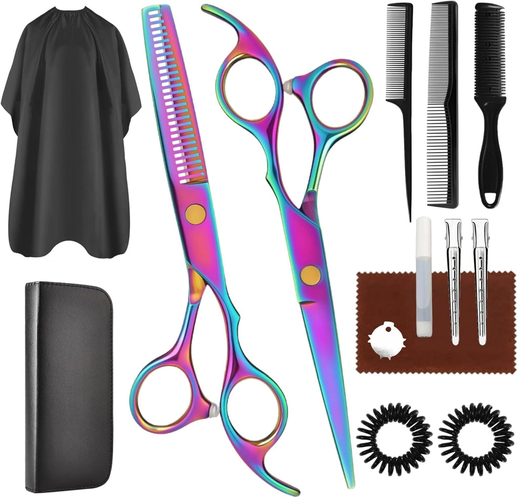 Juego de tijeras de corte de pelo, kit profesional de tijeras de co...
