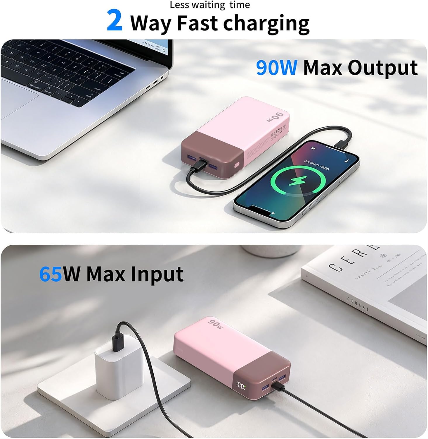 NOBIS Banco de energía de 90 W, 20,000 mAh, cargador portátil para...