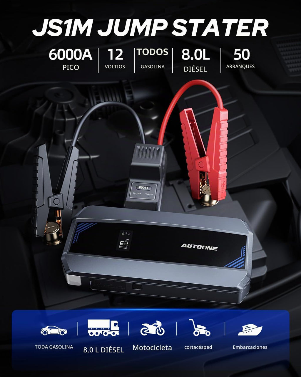 AUTOONE Arrancador de Coche 6000A Refuerzo de Batería, Paquete de B...