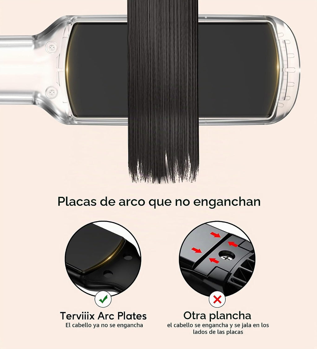 Plancha Alisadora de Pelo Plana de Terviiix - Cerámica y Turmalina...