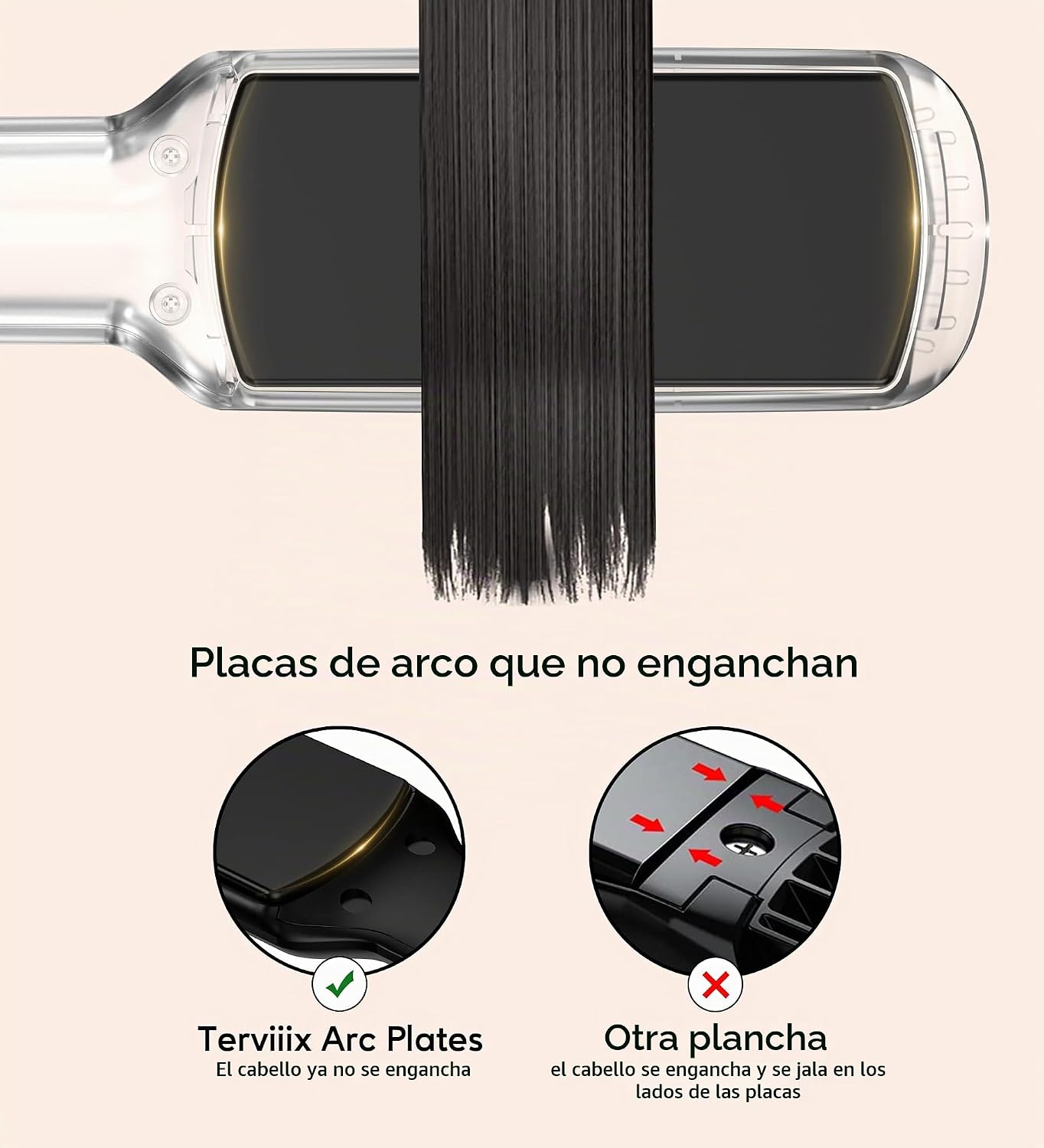 Plancha Alisadora de Pelo Plana de Terviiix - Cerámica y Turmalina...