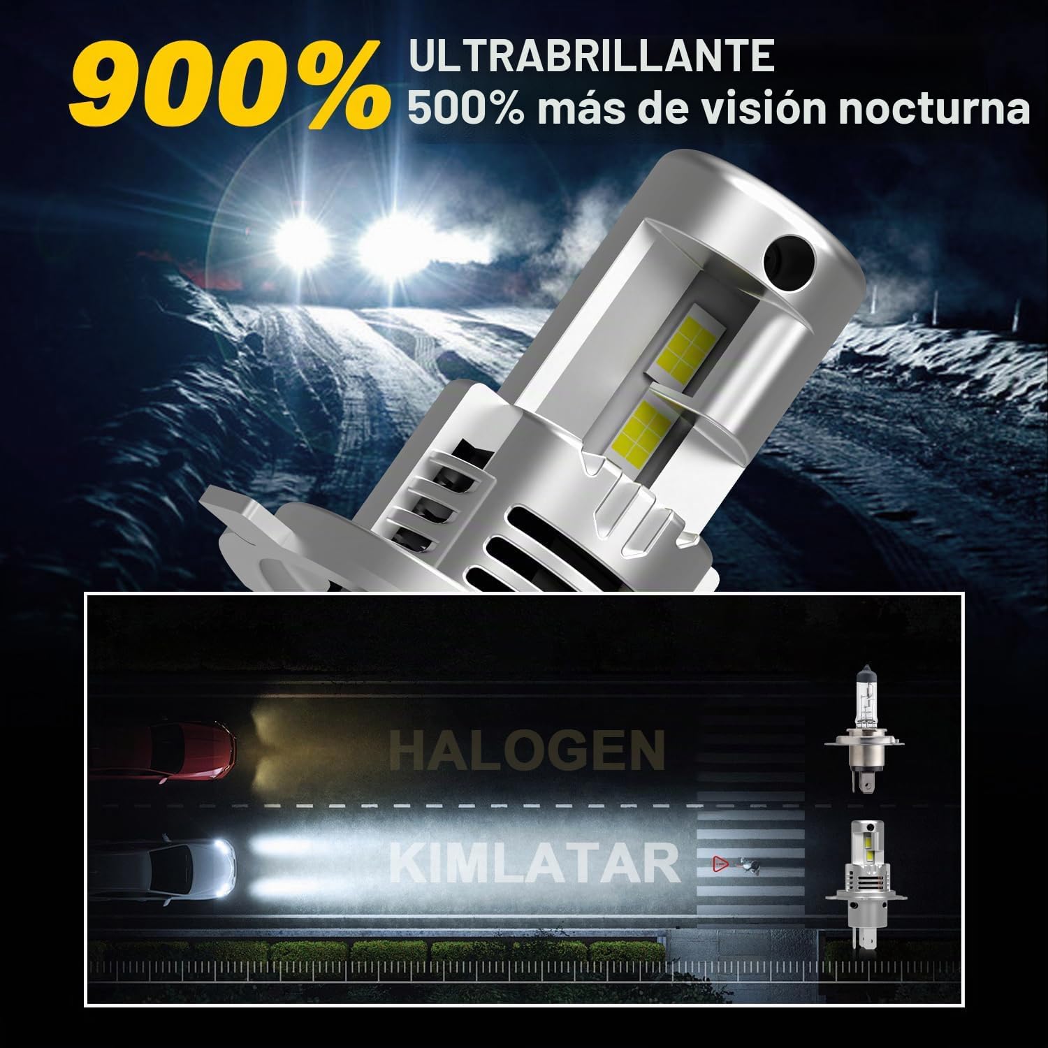Bombillas 9003\/H4 Hi\/Low 90000LM 1:1 tamaño halógeno, Plug and Pl...