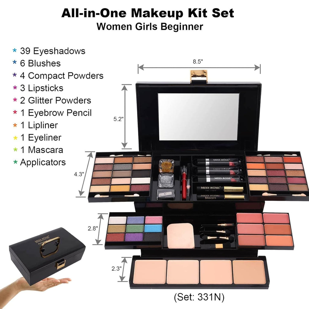 MISS ROSE M - Kit de maquillaje profesional de 58 colores para muje...