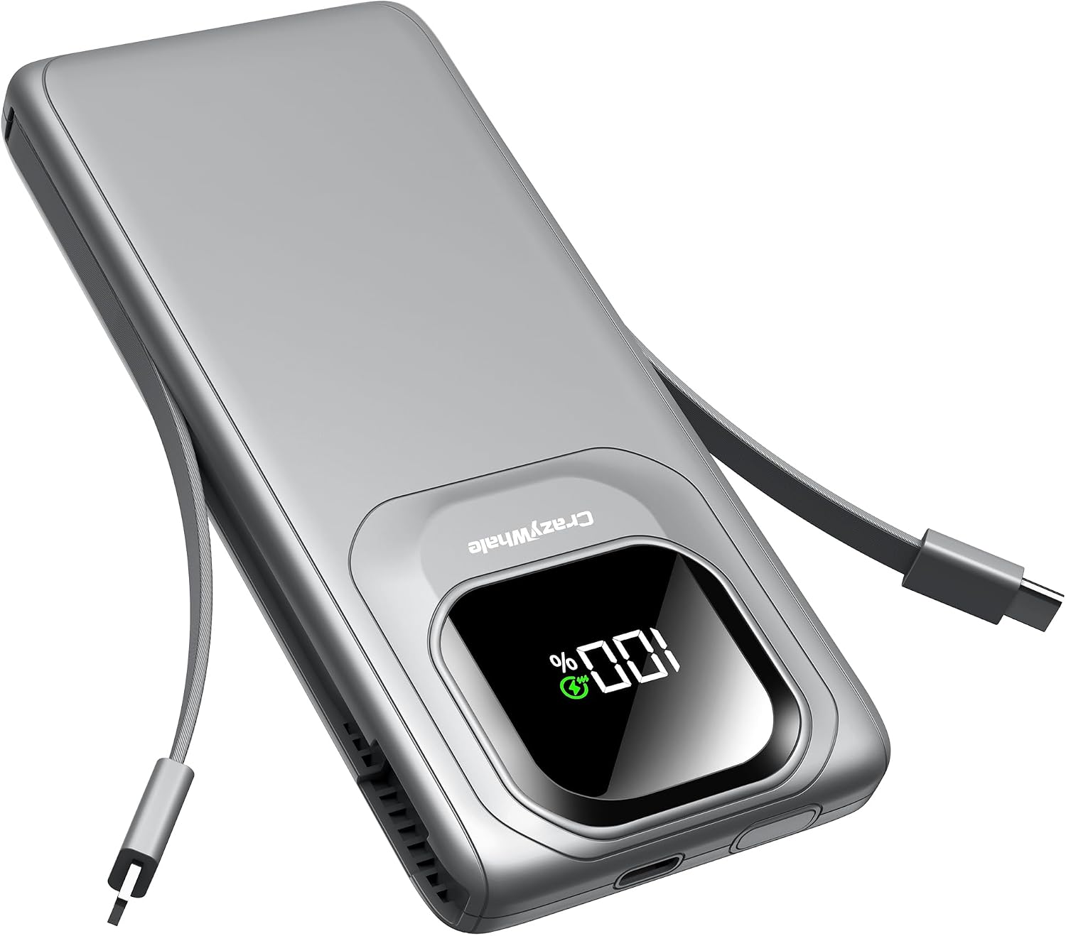 Cargador portátil con cables tipo C integrados, cargador de teléfon...