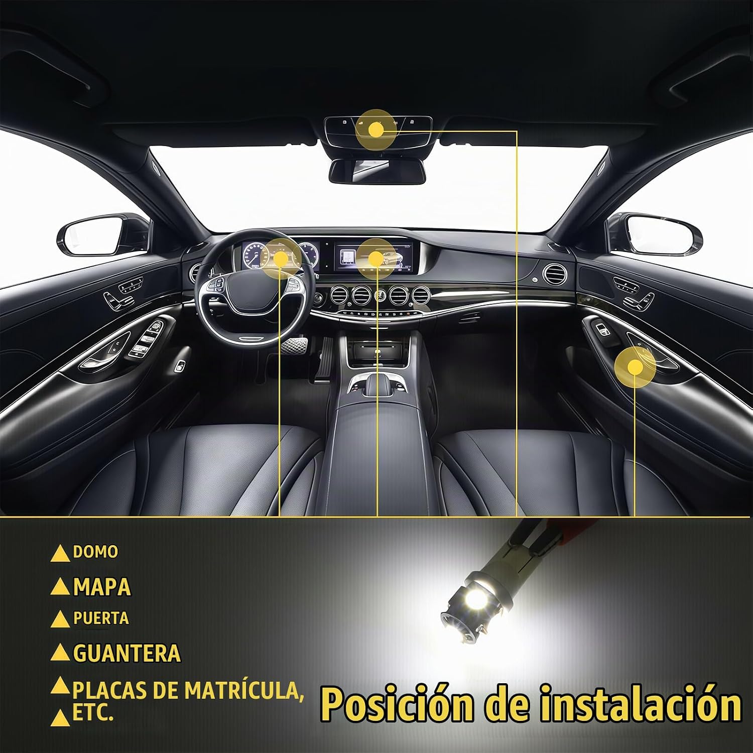 AMZAUTO Luces LED para Coche 70 PIEZAS Kit de Bombillas LED Interio...