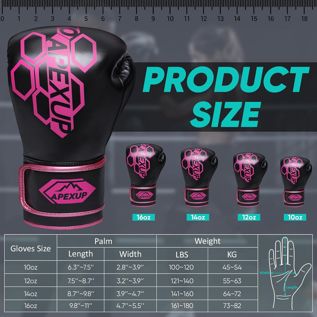 APEXUP Guantes de boxeo para hombres y mujeres, guantes de entrenam...