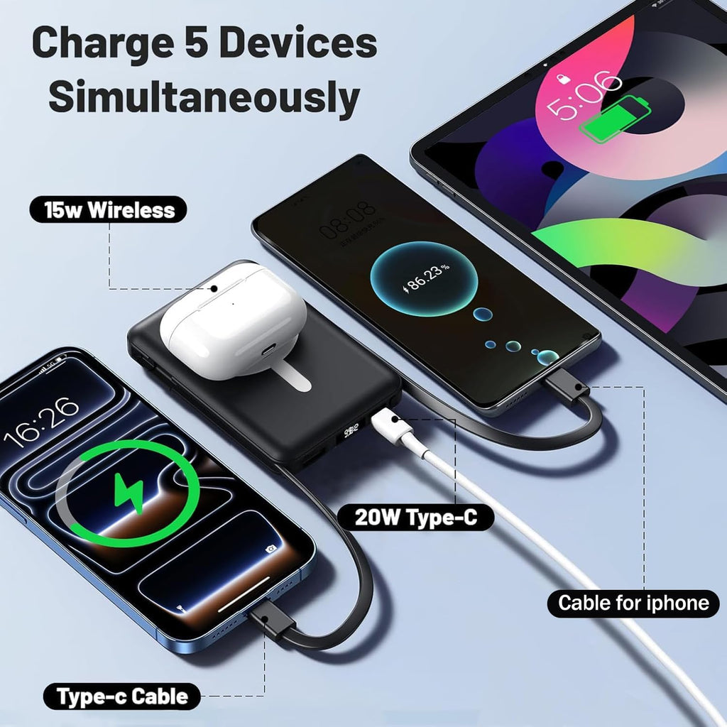 Azmuth Cargador portátil MagSafe, banco de energía magnético de 100...