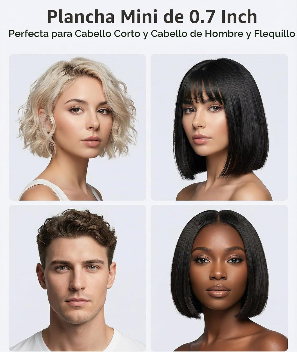MELYDO Mini plancha plana, alisador de pelo cerámico de turmalina p...
