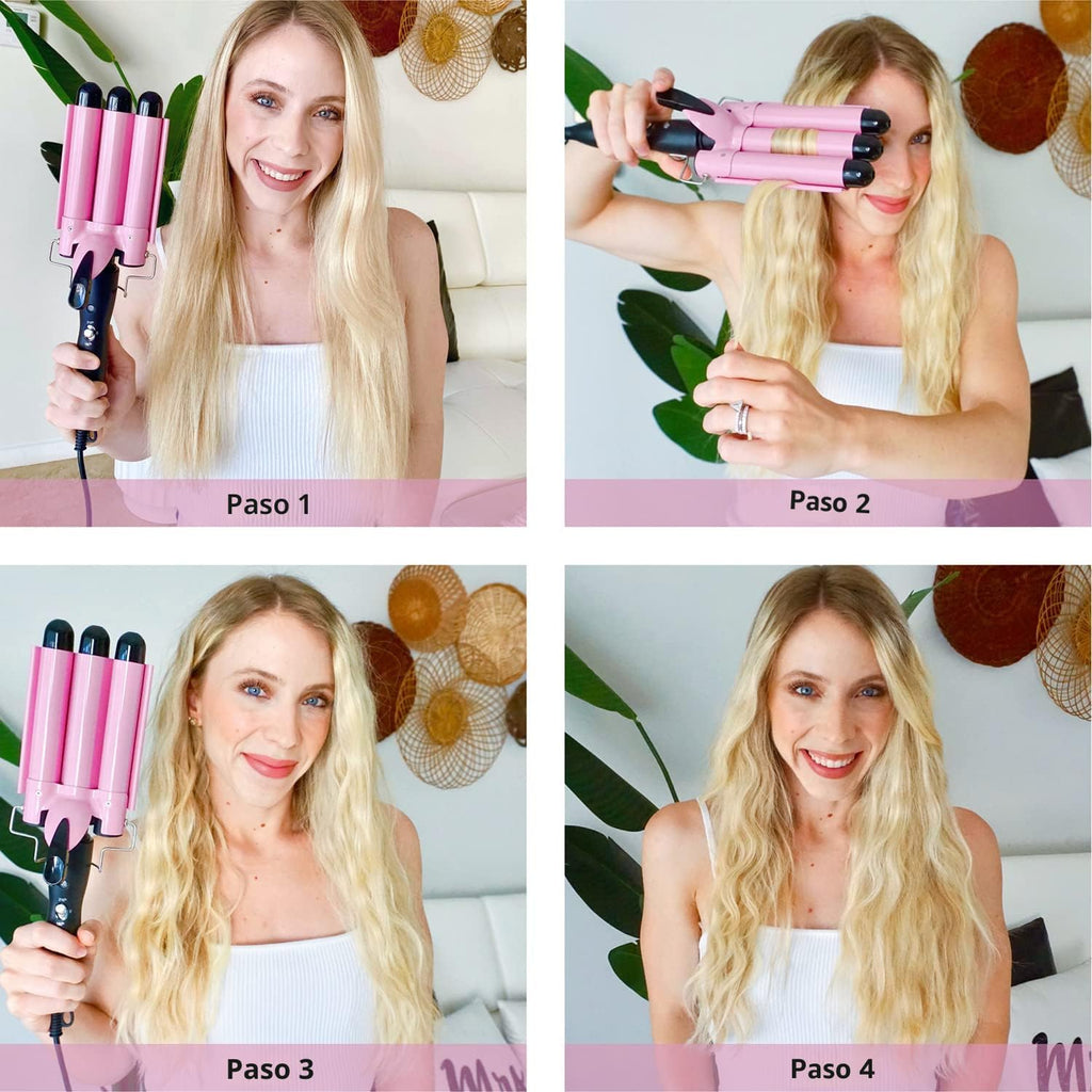 TOP4EVER Rizador de 3 barriles, herramienta de pelo de 1 pulgada, r...
