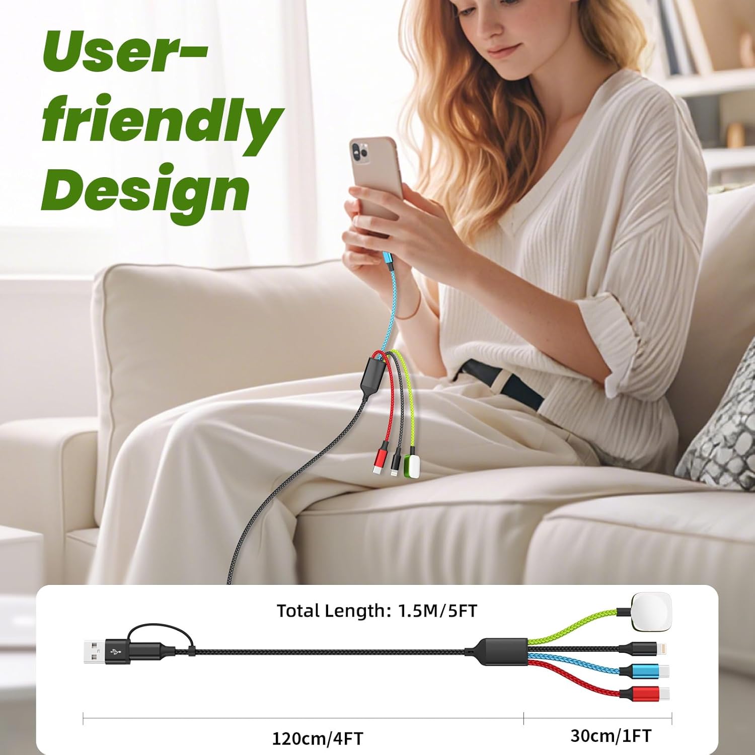 Travel Essentials - Cargador de Apple Watch, doble tipo C, cable de...