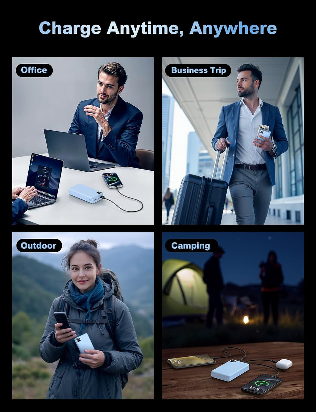 Cargador portátil, batería de 56800 mAh, cargador de teléfono portá...