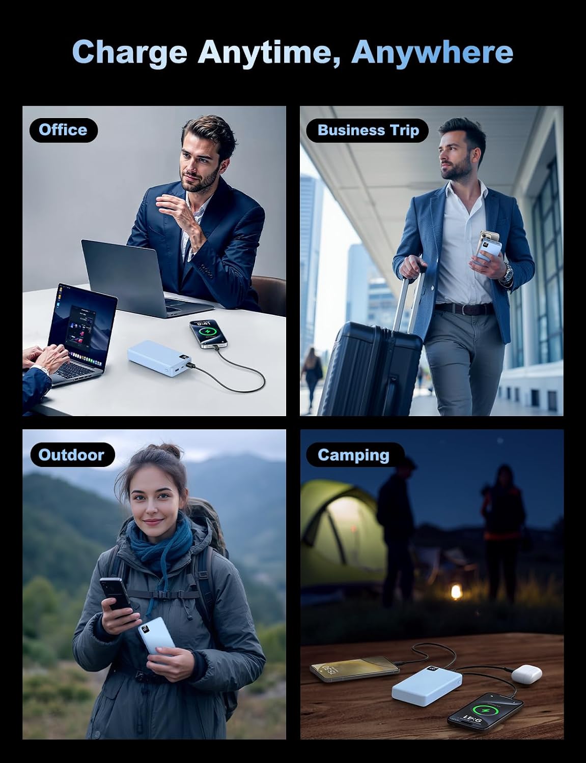 Cargador portátil, batería de 56800 mAh, cargador de teléfono portá...