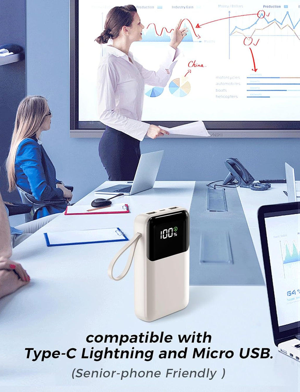 Banco de energía, cargador portátil de 15000 mAh con cable integrad...