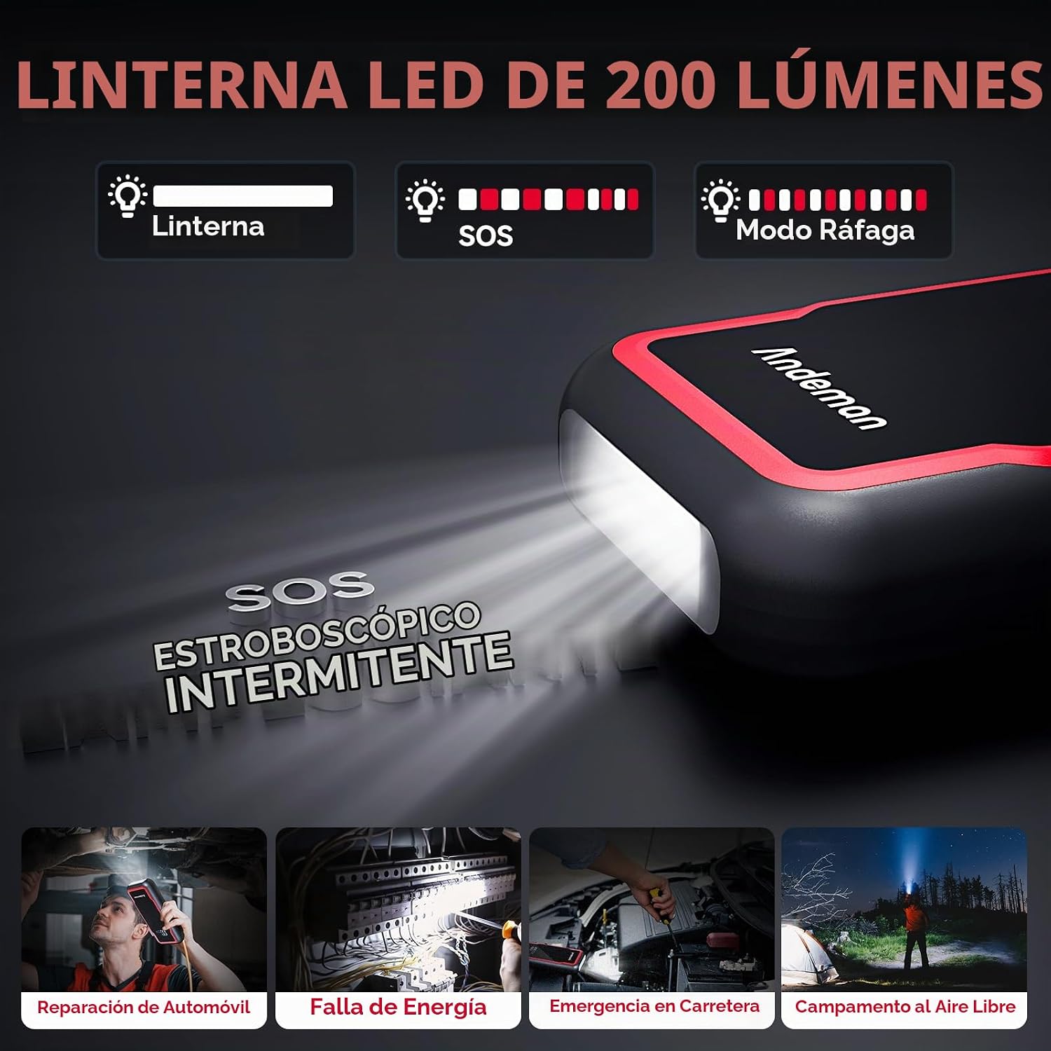 Andeman Arrancador de coche de 3000 A pico de 20000 mAh (arranque m...