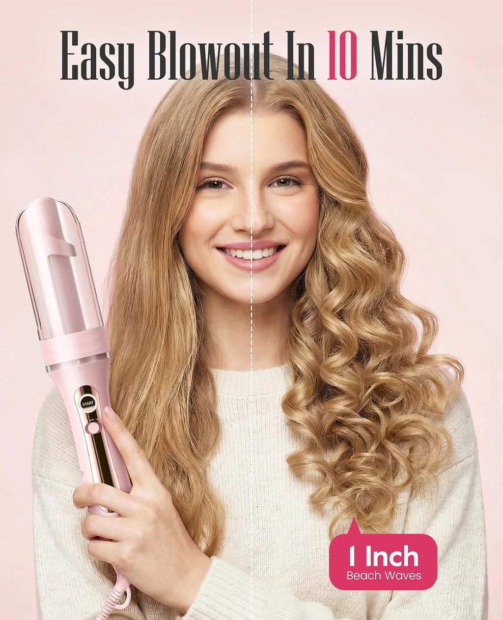 Zavarea Rizador giratorio automático para cabello largo, varita riz...