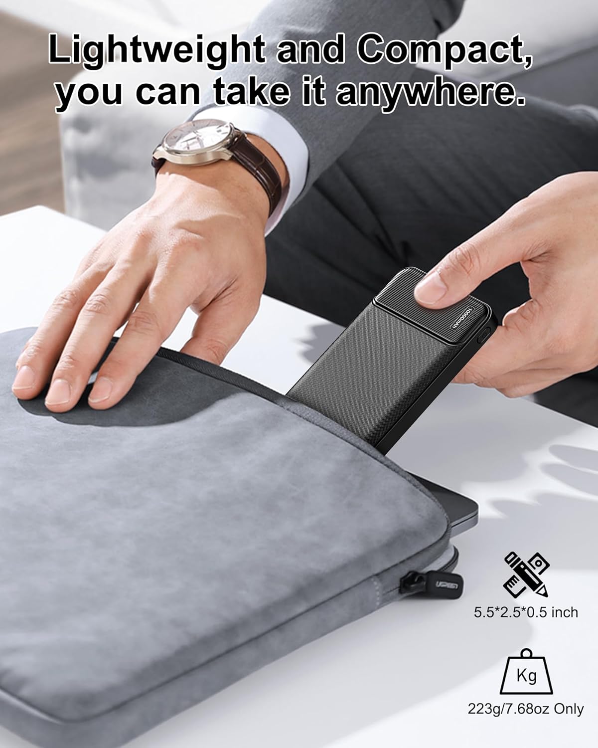AsperX Paquete de 2 cargadores portátiles de salida USB C de 10000...