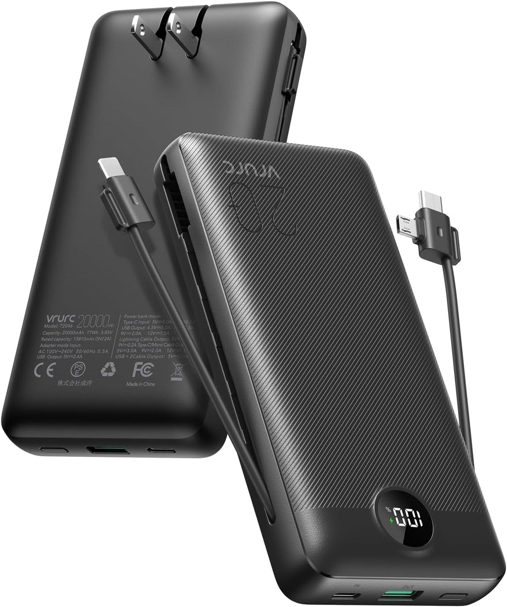 VRURC Cargador portátil de 20000mAh, banco de energía de carga rápi...