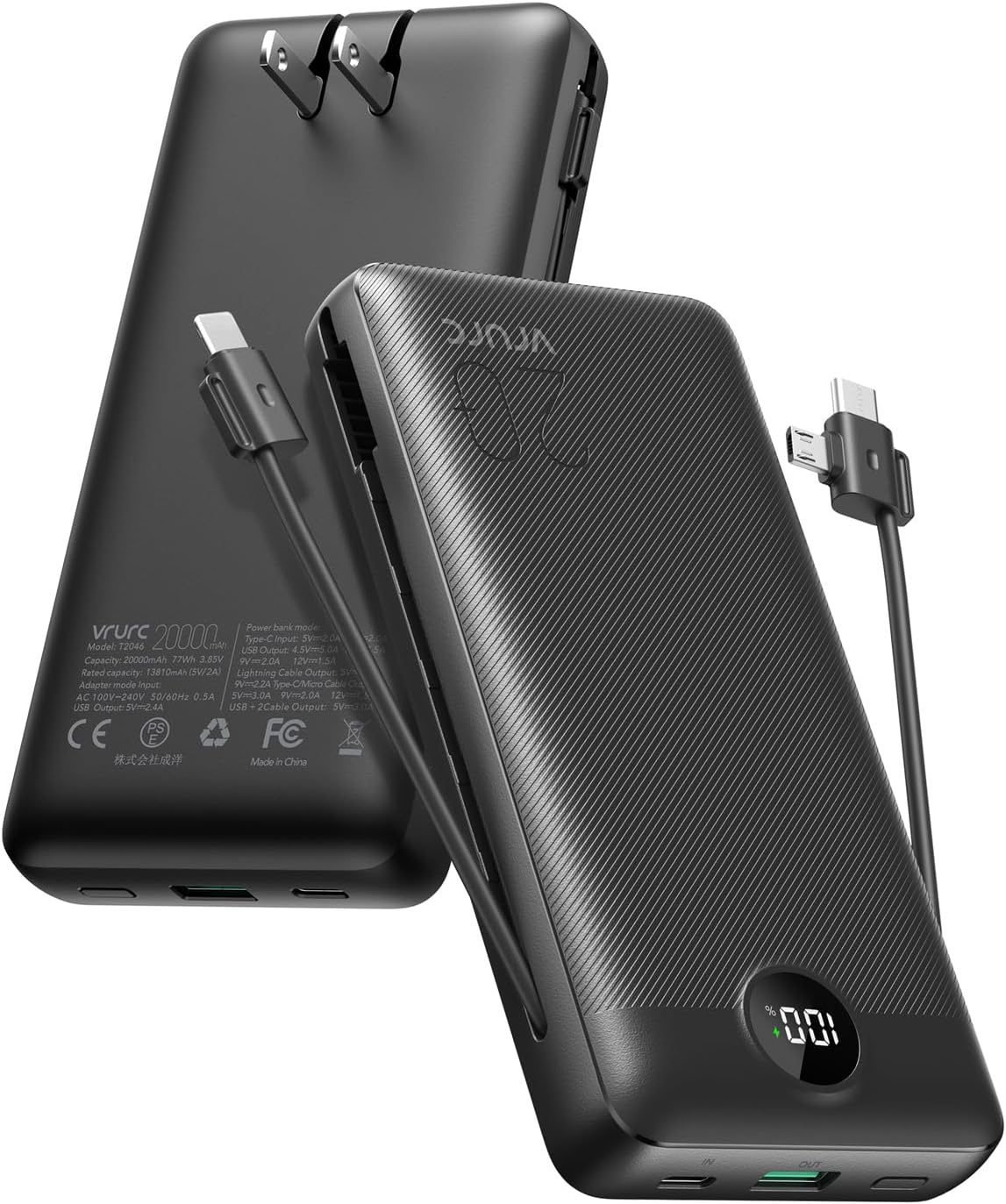 VRURC Cargador portátil de 20000mAh, banco de energía de carga rápi...