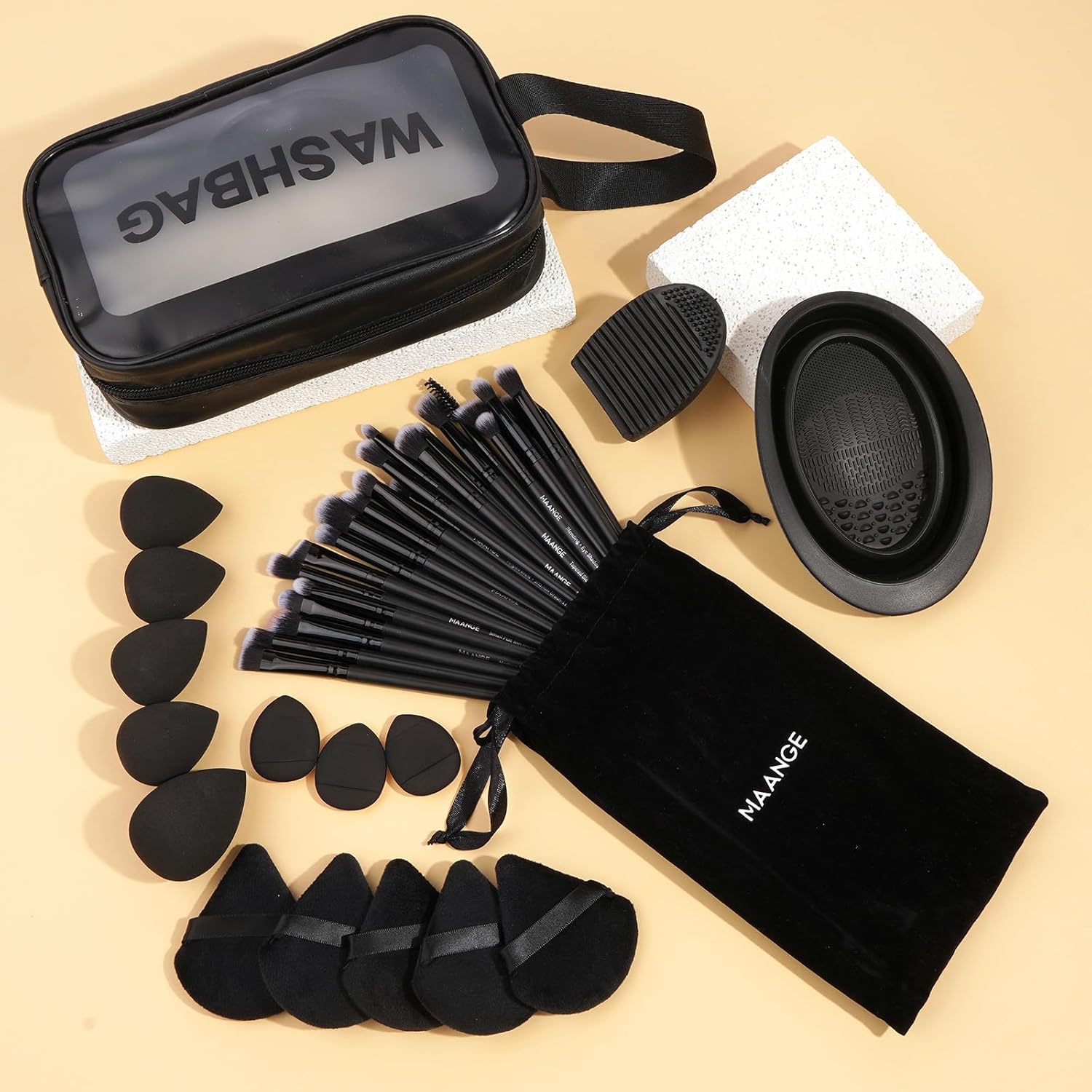 MAANGE Juego de 41 brochas de maquillaje de alta calidad, sintética...