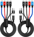 Paquete de 2 cables de carga de viaje 4 en 2 con puertos dobles tip...