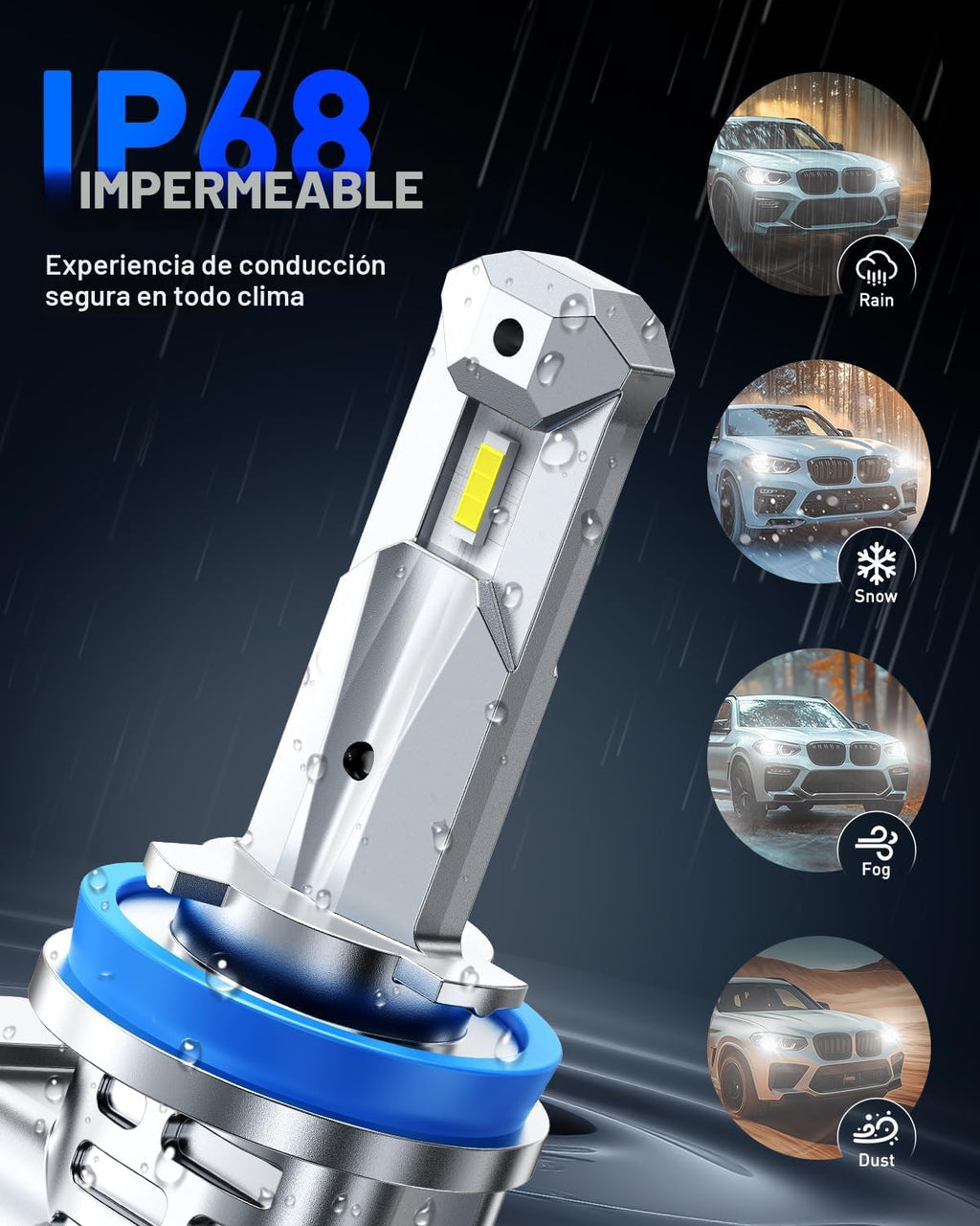 AUTOONE Bombillas LED H11, luces LED H8\/H9\/H16, Plug and Play, 60...