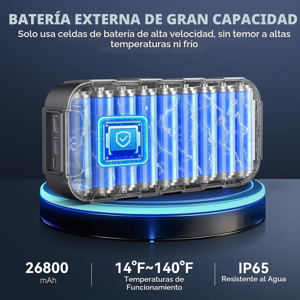 Arrancador de batería de automóvil de 6000A, cargador rápido de 65W...