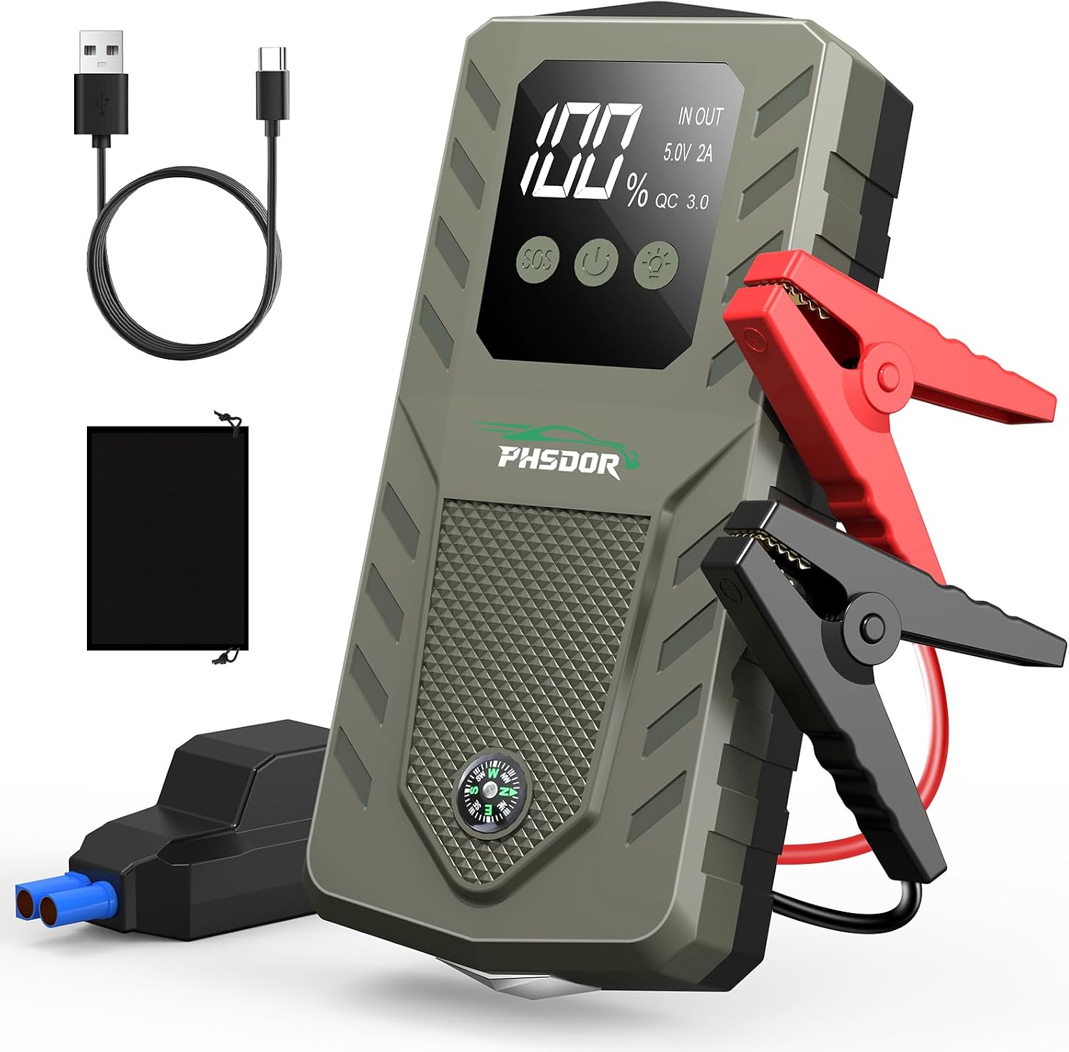 Arrancador de batería de automóvil de 6000 A, batería de 20000 mAh...