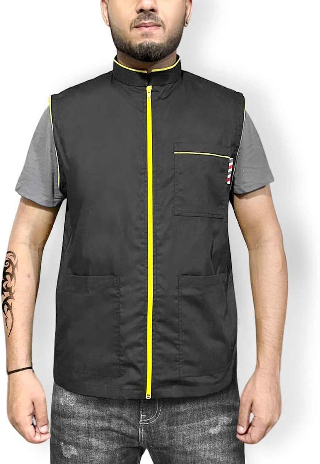 Barbero Profesional Nueva Camisa Chaqueta Hombre Negro Sin Mangas Y...