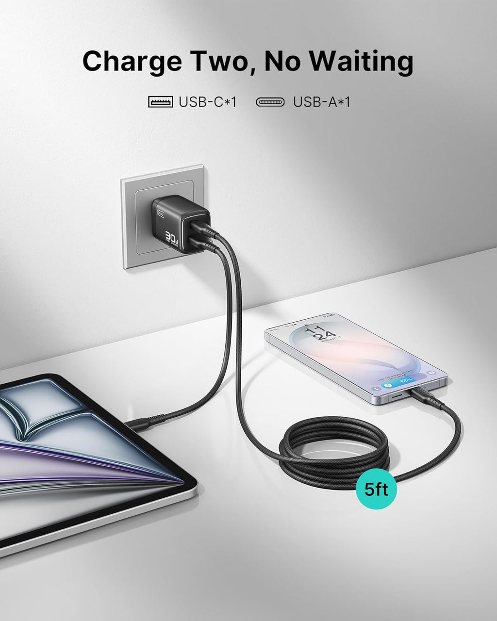 INIU Bloque de cargador USB C, paquete de 2 unidades de carga rápid...