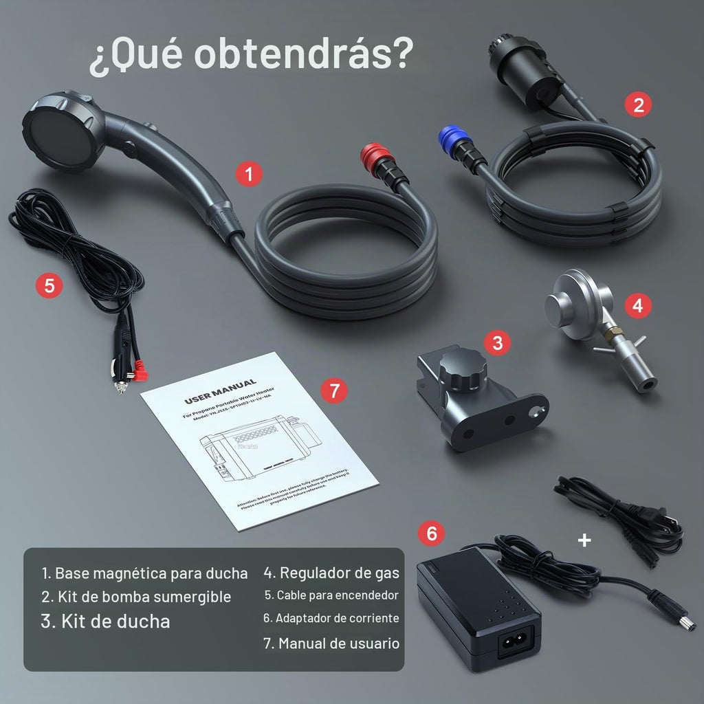 Jocoevol Calentador de agua portátil, calentador de agua de propano...