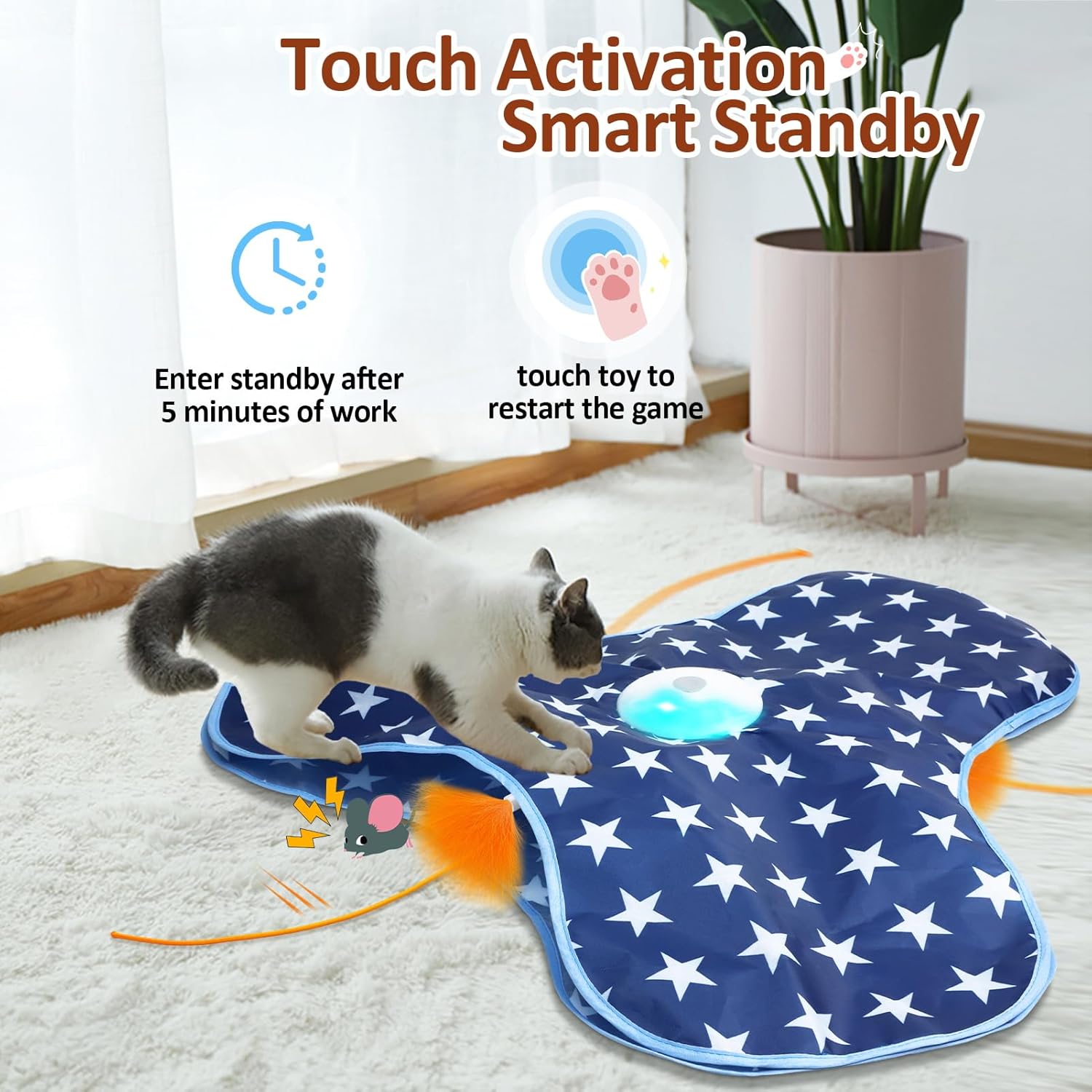 Sofolor Juguete interactivo para gatos, recargable, juguetes de eje...