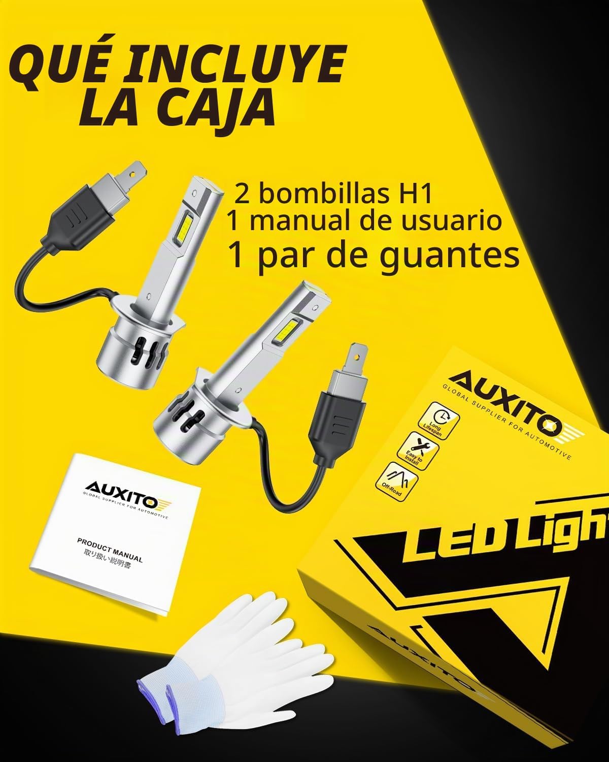 AUXITO Bombilla H1 de 40,000 lúmenes, 6500 K, color blanco, tamaño...