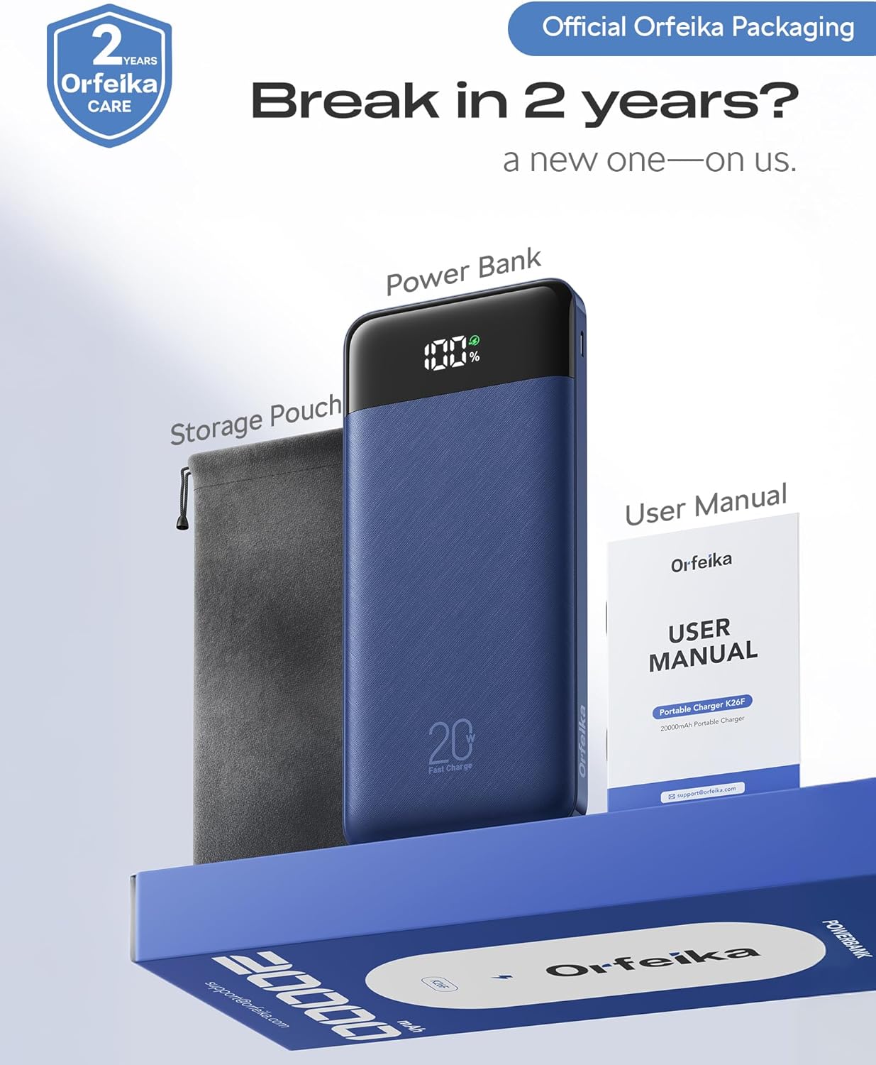 Orfeika Banco de Energía de 20000mAh con Carga Rápida, Cargador Por...