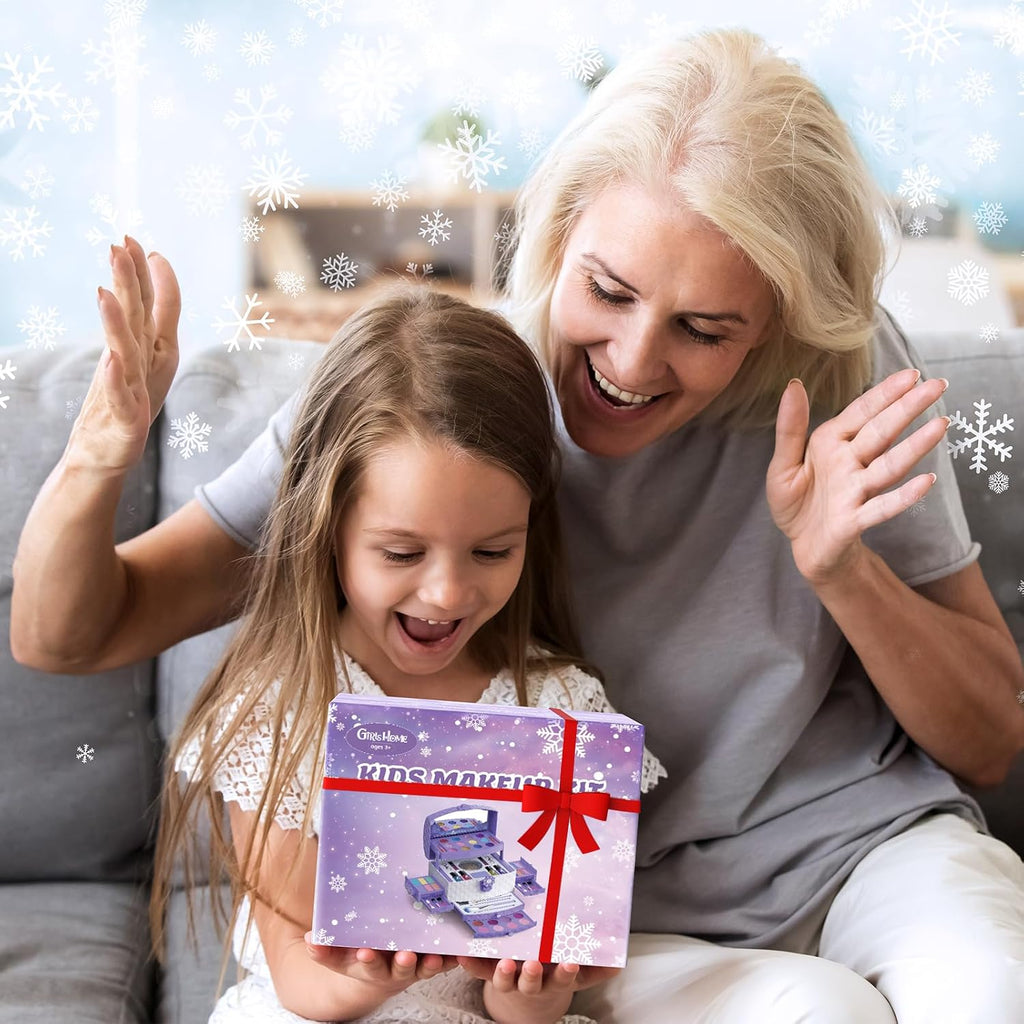 PERRYHOME Juego de maquillaje para niños para niña, 56 piezas, cosm...