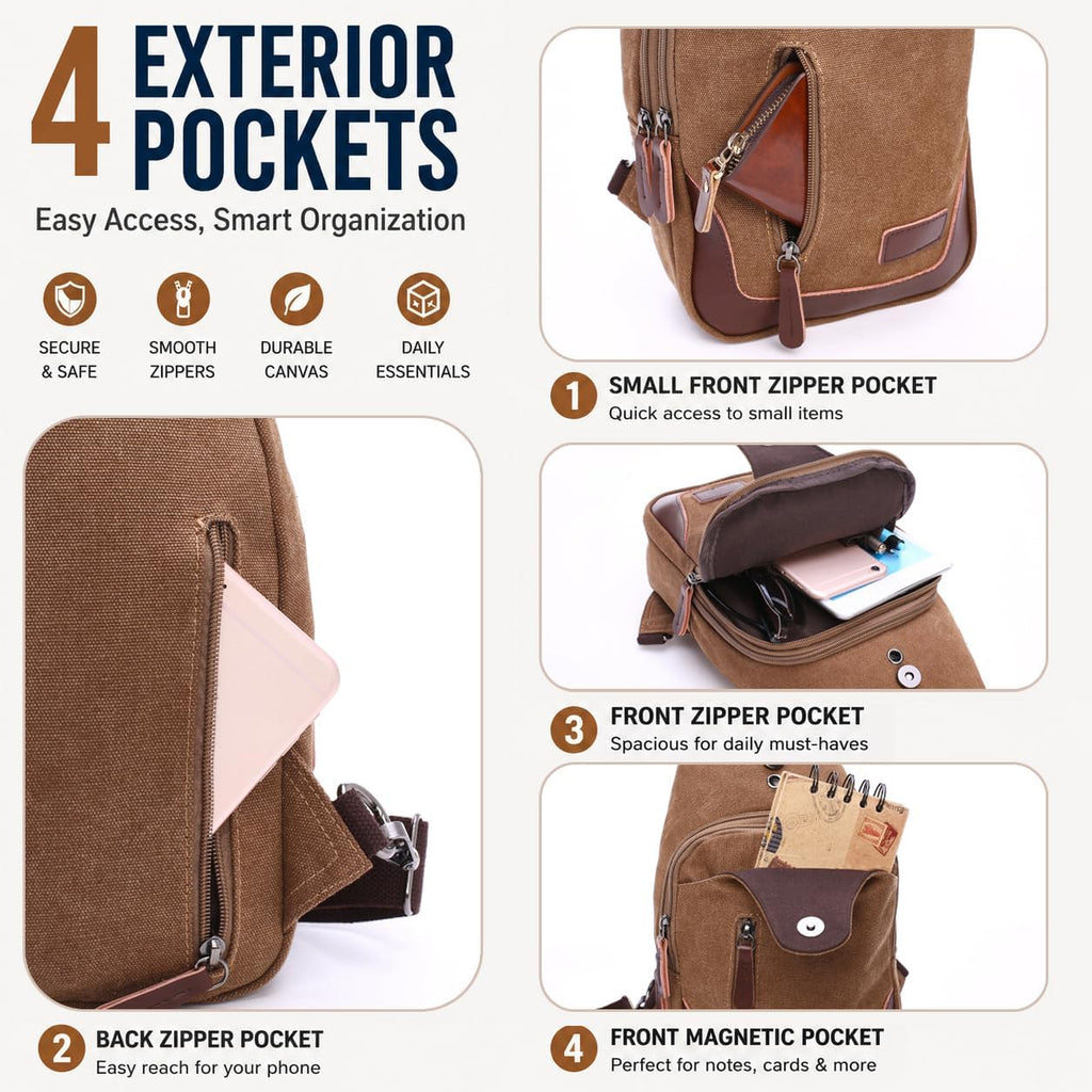 EDIWER Bolso bandolera de lona para hombre, bolso cruzado en el pec...